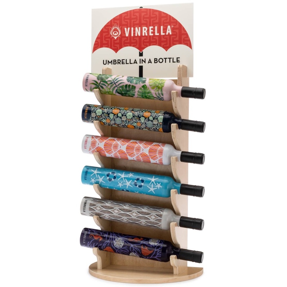 Great Gift! Vinrella Umbrella In a Bottle Pink Green Tropical Palm Tree Design - Picture 5 of 10